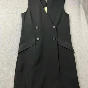 Max Studio Suit Sleeveless Dress Women SZ L Career Preppy Office Double Breast.